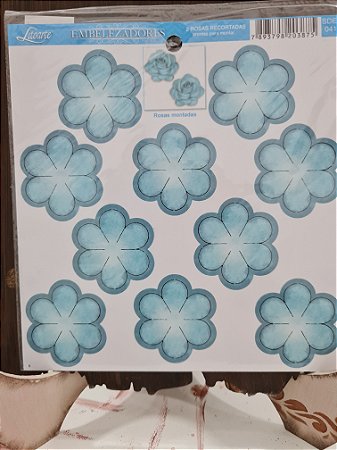 SDE-041- EMBELEZADORES - ROSA RECORTADA MÉDIA - AZUL