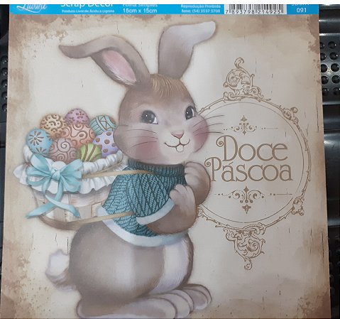 SDSXV- SCRAP DECOR 15X15-091 - COELHO DOCE PÁSCOA