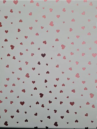 Papel Scrapbook Hot Stamping Litoarte SH-013 27x30cm Corações Rosa Fundo Branco