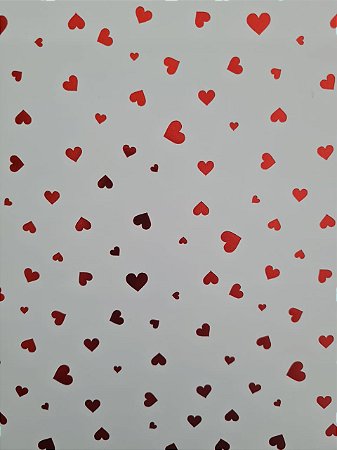Papel Scrapbook Hot Stamping Litoarte SH-014 27x30cm Corações Vermelho Fundo Branco
