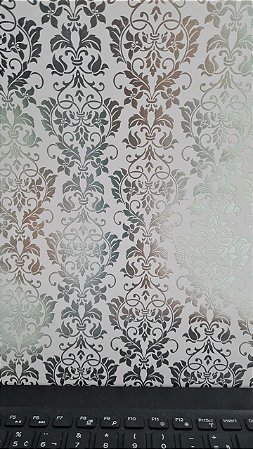 Papel Scrapbook Hot Stamping Litoarte SH-024 27x30cm Arabesco Prata Fundo Branco