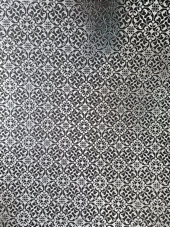 Papel Scrapbook Hot Stamping Litoarte SH30-034 30x30cm Arabesco Prata Fundo Preto