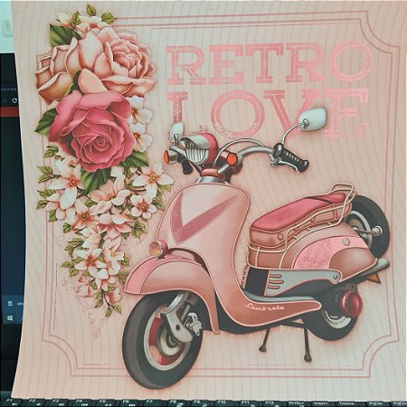 Papel Scrapbook Hot Stamping Litoarte SEH-008 30,5 x30,5cm Retro Love