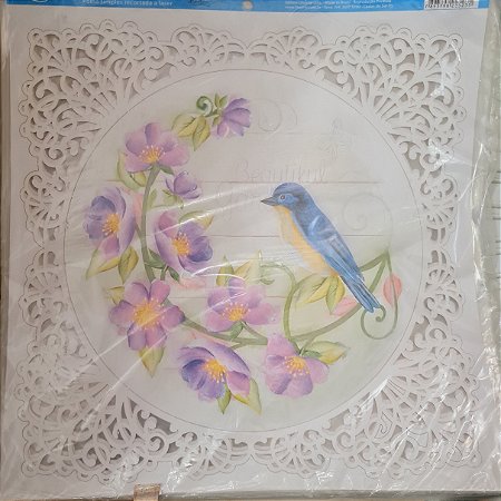 Papel Scrapbook recortado a laser - Litoarte SSRL-007 30,5 x30,5cm Pássaro