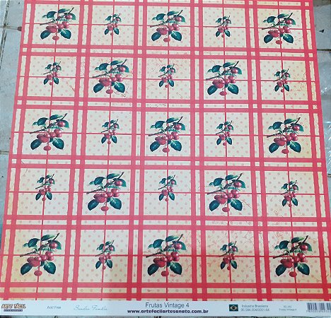 SC-342 Frutas Vintage 4 - Papel para Scrapbook Dupla Face