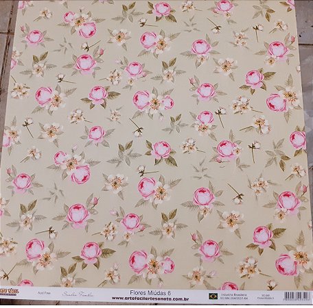 SC-349 Flores Miúdas 6 - Papel para Scrapbook Dupla Face