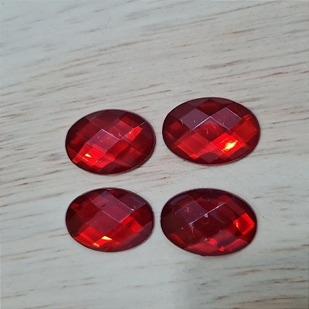 Chaton Oval 24x12mm - Pacote com 6 unidades- Vermelho
