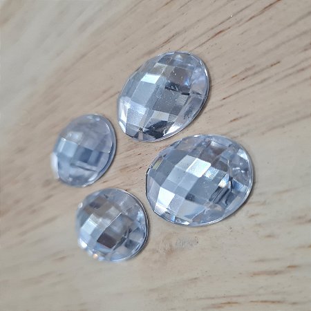 Chaton Oval 24x12mm - Pacote com 6 unidades- Branco