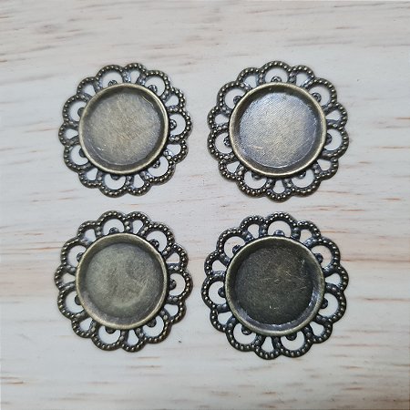 Tag para Chaton Redondo 16mm - Pacote com 06 unidades-  Ouro velho