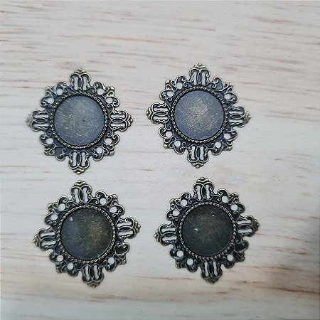 Tag para Chaton Redondo 12mm - Pacote com 06 unidades-  Ouro velho