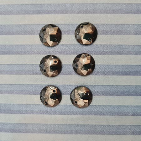 Chaton Redondo 10mm - Pacote com 25 unidades-  Prata Envelhecida