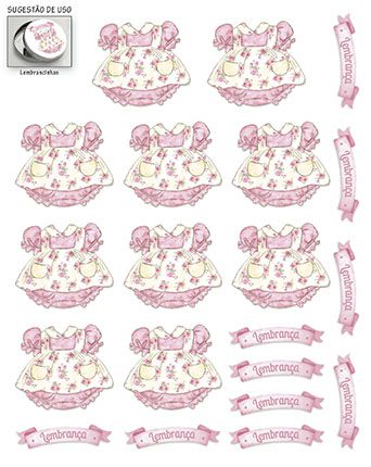 DQ-068- DECALQUE - MACACÃO DE BEBÊ ROSA