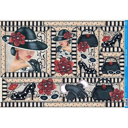 PD-0449 - PAPEL PARA DECOUPAGE - DAMAS E ACESSÓRIOS