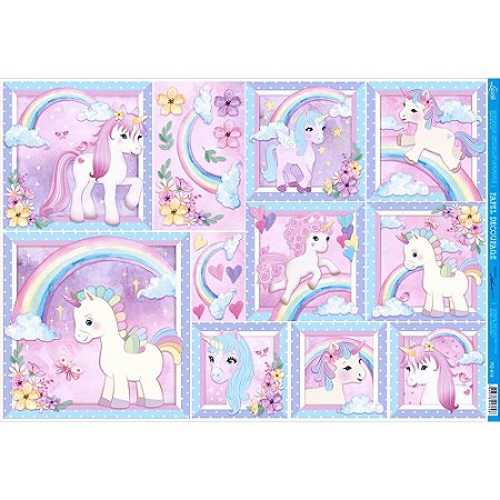 PD-0919 - PAPEL PARA DECOUPAGE - UNICÓRNIOS