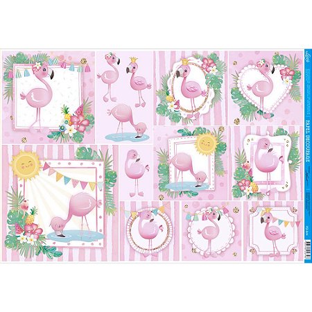 PD-0944 - PAPEL PARA DECOUPAGE - FLAMINGOS INFANTIS