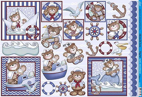 PD-0826 - PAPEL PARA DECOUPAGE - URSSINHO MARINHEIRO