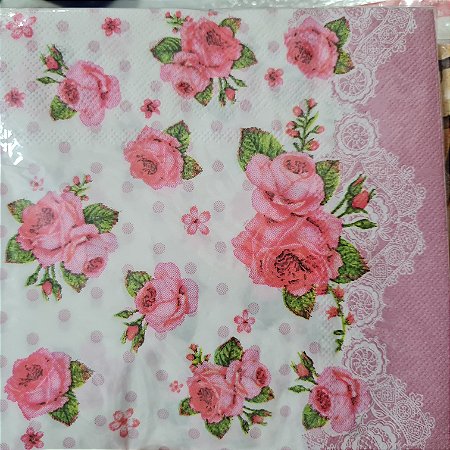 Guardanapo Rosas e poa