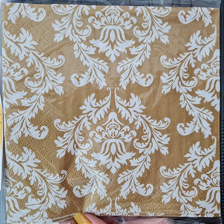 Guardanapo Arabesco branco e fundo dourado