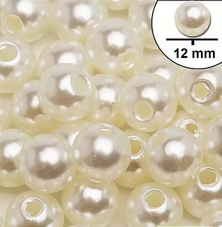 Perola Abs 12mm Furo Passante Creme 50g