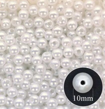 Perola Abs 10mm Furo Passante Branca 25g