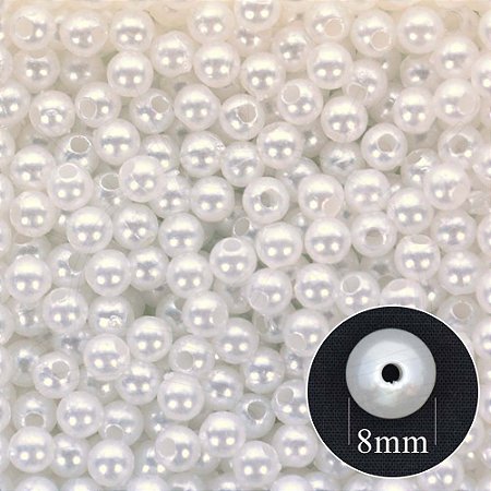 Perola Abs 8mm Furo Passante Branca 25g