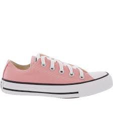 Tênis All Star Cano Baixo Rosa bebê com cadarço rosa bebê - Pés Coloridos |  Tênis pintados à mão.