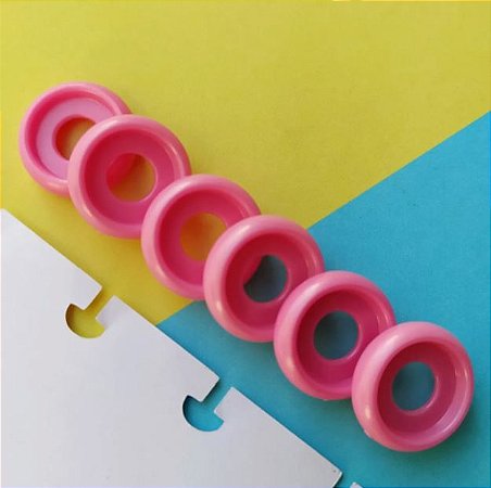 Disco para Encadernação Sistema Inteligente - Círculo - Rosa Pink Metalizado - tam. P 18 mm - pct c/6