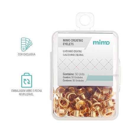 Ilhos Mimo Creating - Redondo - Dourado - 4,5 mm - 50 Unids