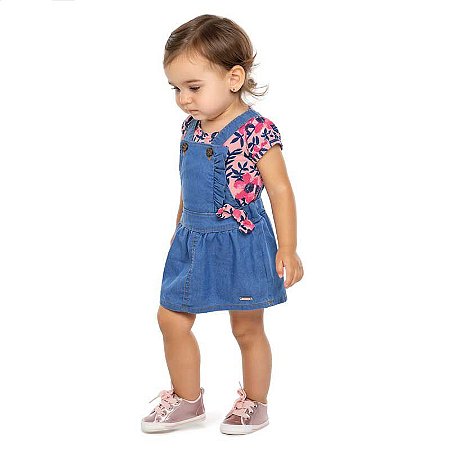 Conjunto Bebe Feminino Body E Salopete Jeans Deka Baby Kids Multimarcas Deka Baby Kids