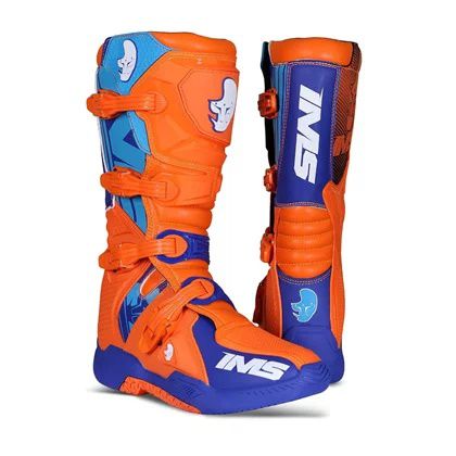 BOTA MOTOCROSS TRILH IMS FACTORY LARANJA AZUL TAM 12 (43/44)