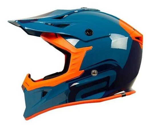 CAPACETE MOTOCROS TRILHA ASW CORE LEGACY AZUL LARANJA TAM 60