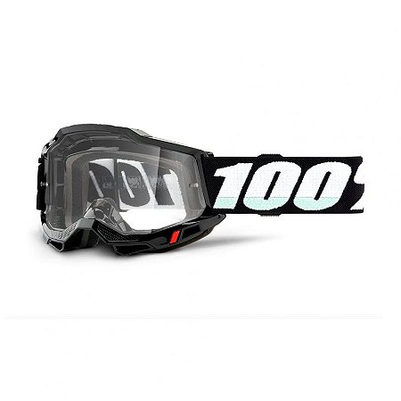 OCULOS MOTOCROSS TRILHA 100% ACCURI 2 OTG PRETO CRISTAL