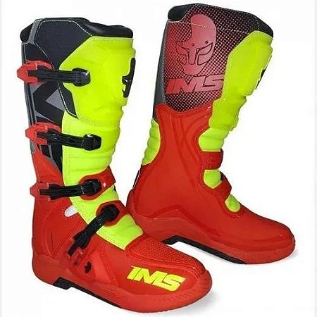 BOTA IMS FACTORY VERMELHO AMARELO NEON TAM 10 ( 41 / 42 )