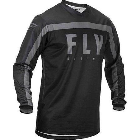 CAMISA FLY F16 2021 MOTOCROSS TRILHA PRETO CINZA TAM GGG