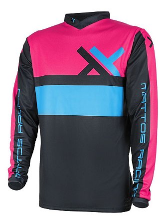 CAMISA MOTOCROSS MATTOS RACING ASSIMILATE PINK E AZUL TAM M