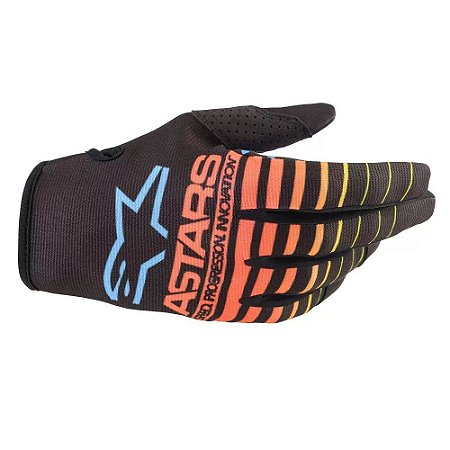 LUVA ALPINESTARS RADAR 22 PRETO AMARELO FLUO CORAL M