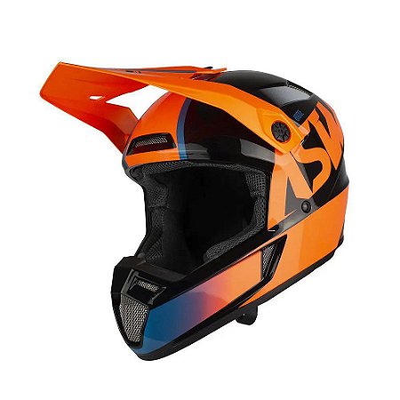 CAPACETE MOTOCROSS ASW BRIDGE PRETO LARANJA FLUO TAM 58