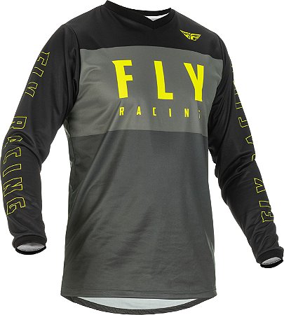 CAMISA MOTOCROSS FLY F16 2022 CINZA AMARELO FLUOR M