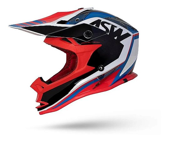 CAPACETE MOTOCROSS ASW FUSION BLAST VERMELHO PRETO AZUL 62