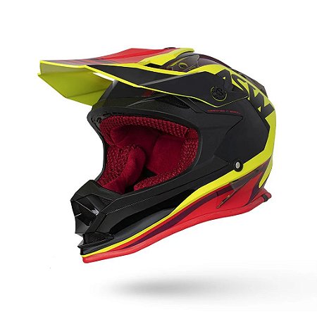 CAPACETE MOTOCROSS ASW FUSION BLAST PRETO AMAREL VERMELHO 54