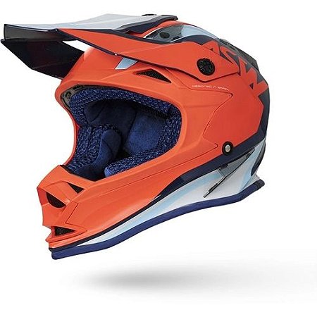 CAPACETE MOTOCROSS TRILHA ASW FUSION BLAST LARANJA AZUL 64