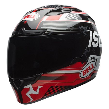 CAPACETE BELL ISLE OF MAN VERMELHO PRETO BRANCO 54