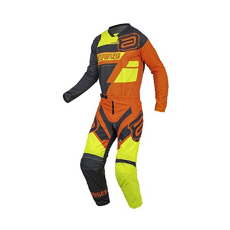 CONJUNTO MOTOCROSS ASW IMAGE DNA 22 LARANJA AMARELO 48/G