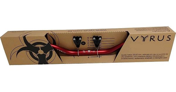 Guidão Moto Vyrus Fat Bar Off Road Alto + Adaptador VERMELHO