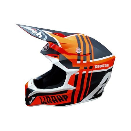 CAPACETE AIROH WRAAP BROKEN LARANJA PRETO MATT TAMANHO 58