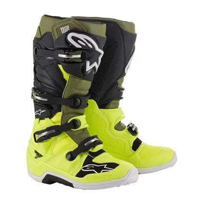 BOTA ALPINESTARS TECH 7 AMARELO VERDE MILITAR TAM 11 42 / 43