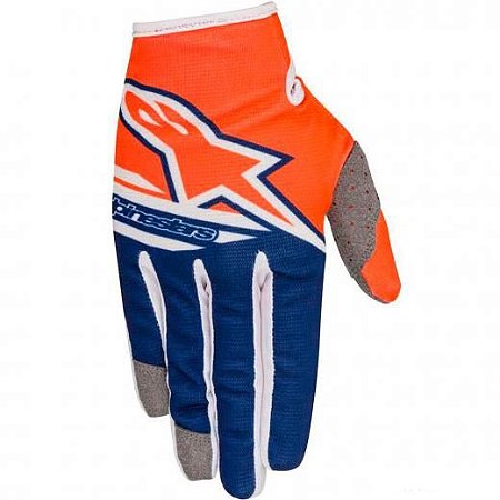 LUVA ALPINESTARS RADAR FLIGHT 18 LARANJA AZUL INFANTIL 4 ANOS