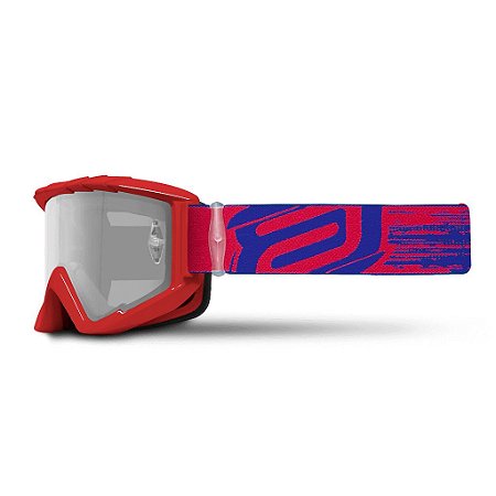 OCULOS MOTOCROSS TRILHA ENDURO ASW A2 BRUSH VERMELHO AZUL