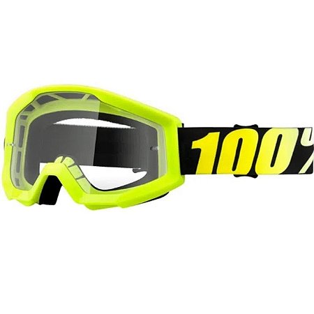 OCULOS 100% MOTOCROSS TRILHA STRATA NEON AMARELO FLUOR