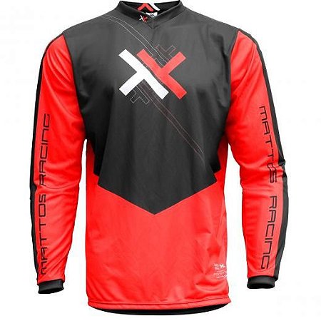 CAMISA MOTOCROSS MATTOS RACING ATOMIC VERMELHO PRETO TAM G